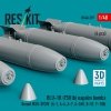 RESKIT RS48-0597 BLU-1B (750 lb) napalm bombs finned MXU-393/B (4 pcs) (A-1, A-4, A-7, A-26K, B-57, F-100) (3D Printed) (1/48)